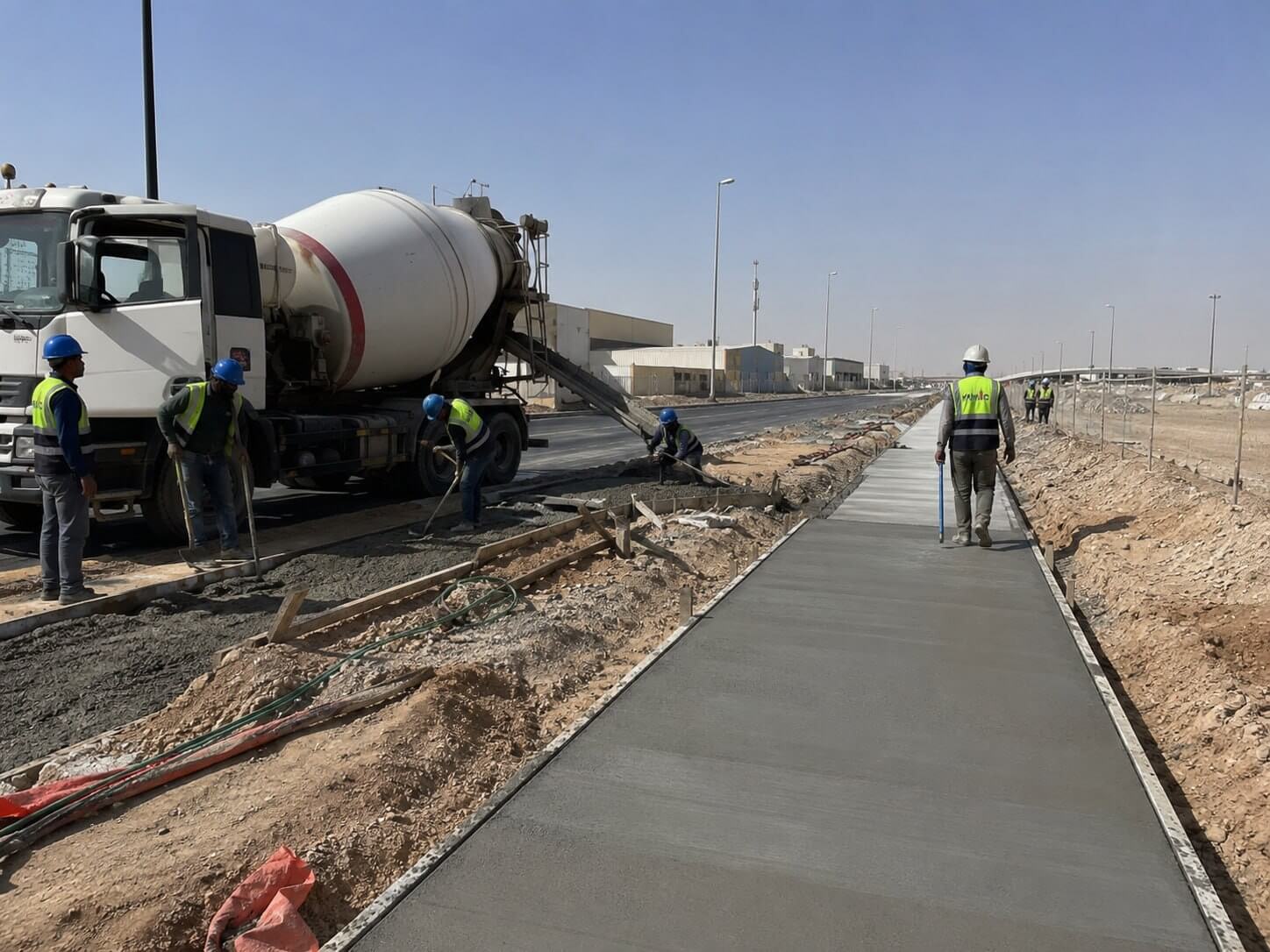 صورة خدمة أعمال الطرق والأرصفة الخرسانية