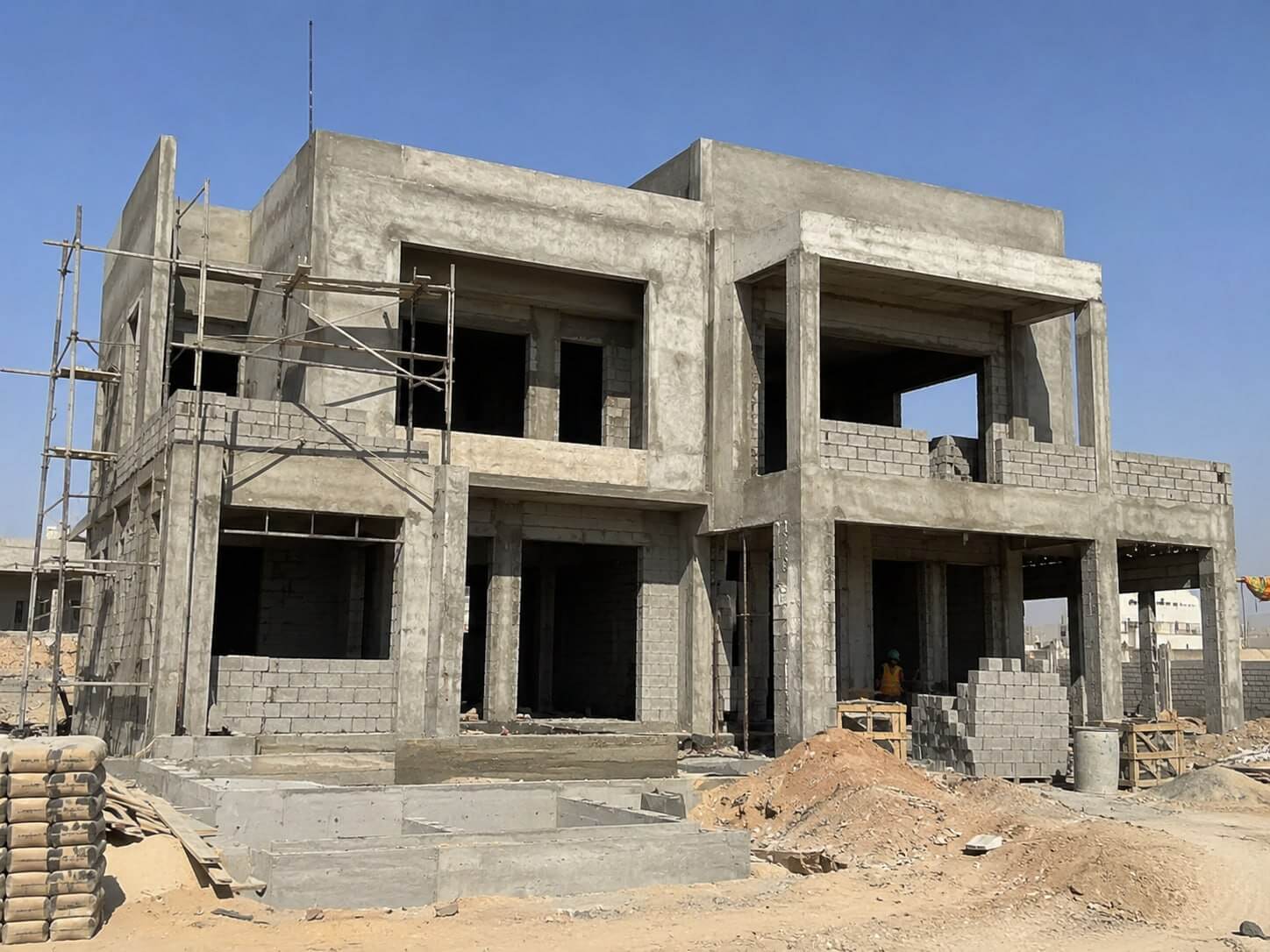 بناء هيكل إنشائي فيلا كاملة - قبل