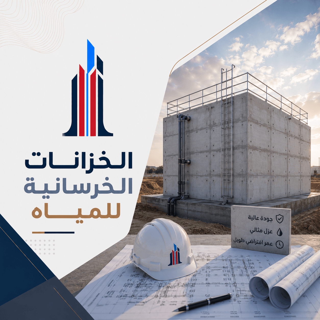 مقاول خزانات مياه خرسانية أرضية وعلوية بالرياض